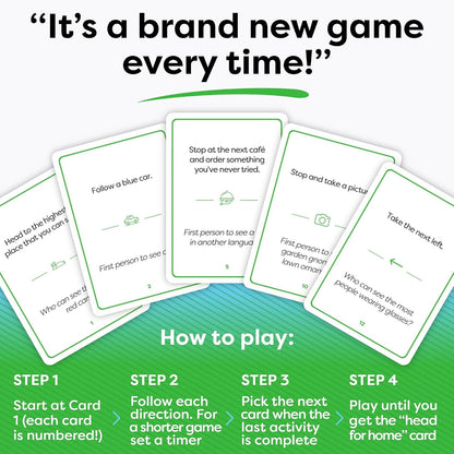 Unplanned Adventures Card Game; Fun Date Night, Road Trip & Family Fun Gift | Just draw & go, screen-free car game. Solo or 2+ players; for travel, couples, families, friends, anniversary & girls trips
