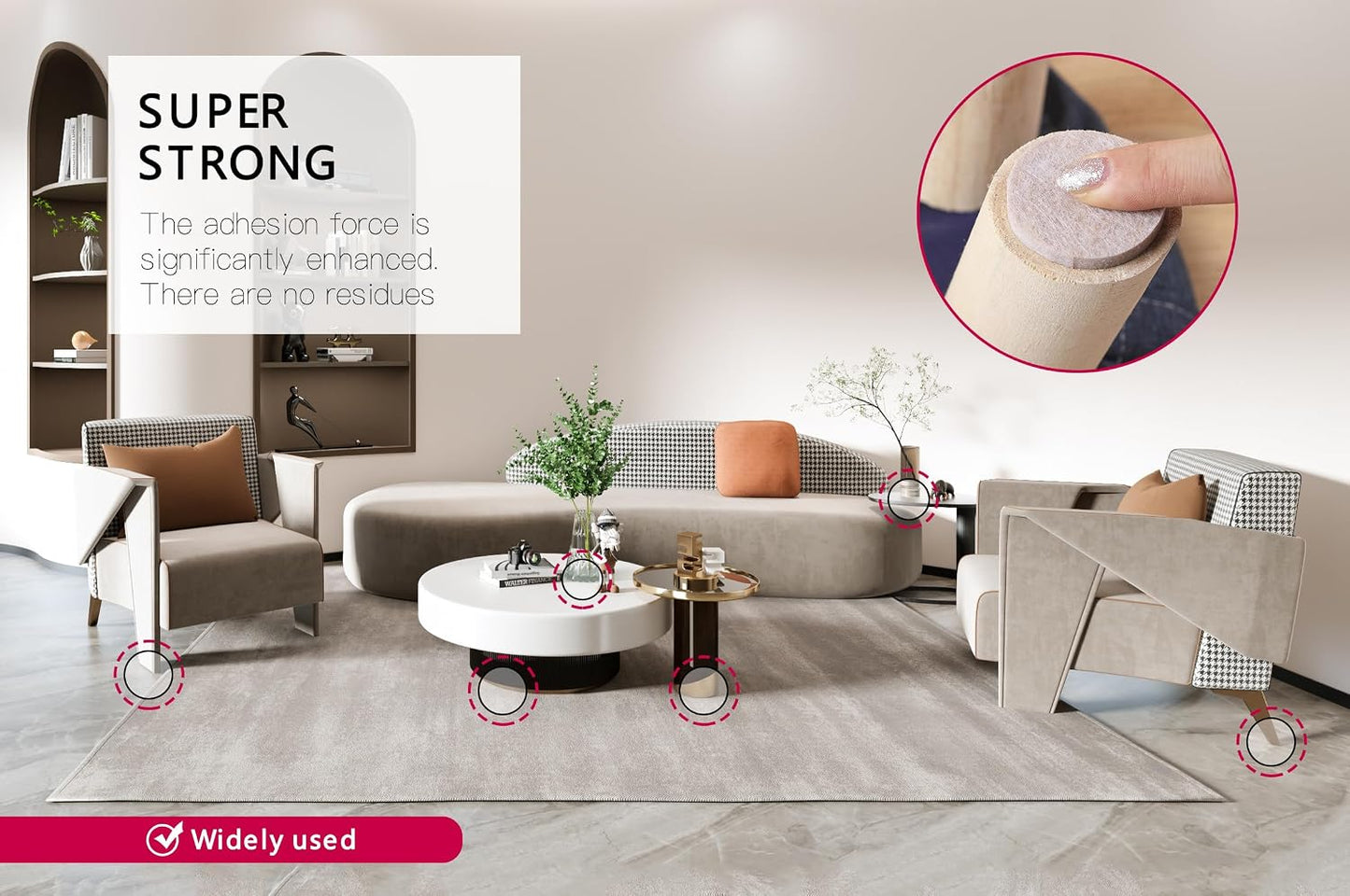 Furniture Sliders for Carpet and Hardwood Floors Adhesive Furniture Glides Self-Stick Furniture Sliders Pads (rectangular25*100mm,8)