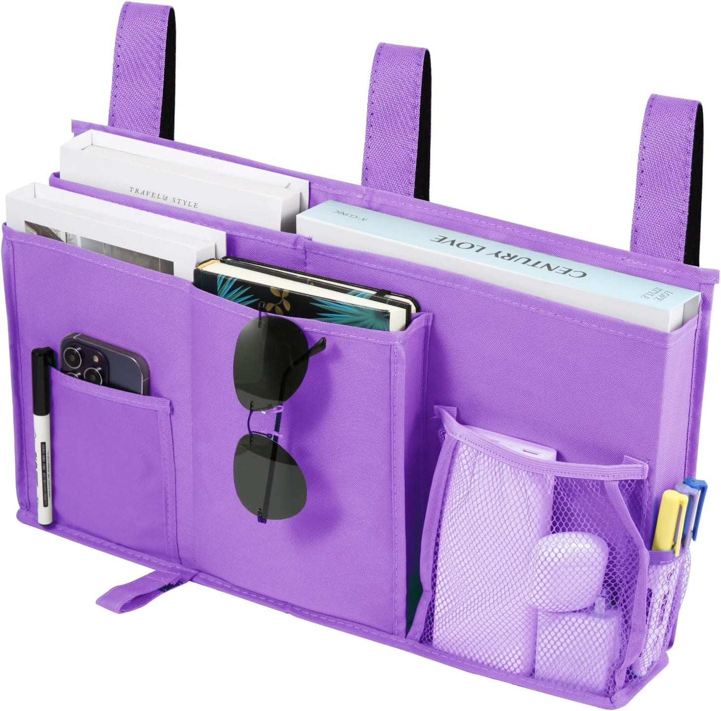 Joyfulife Bedside Caddy Bunk Bed Organizer Bedside Storage Organizer Hanging Bed Organizer Storage Bag Pocket for Bunk, Hospital Beds, College Dorm Rooms, Baby Bed Rails, Camp 8 Pockets (A-Gray)