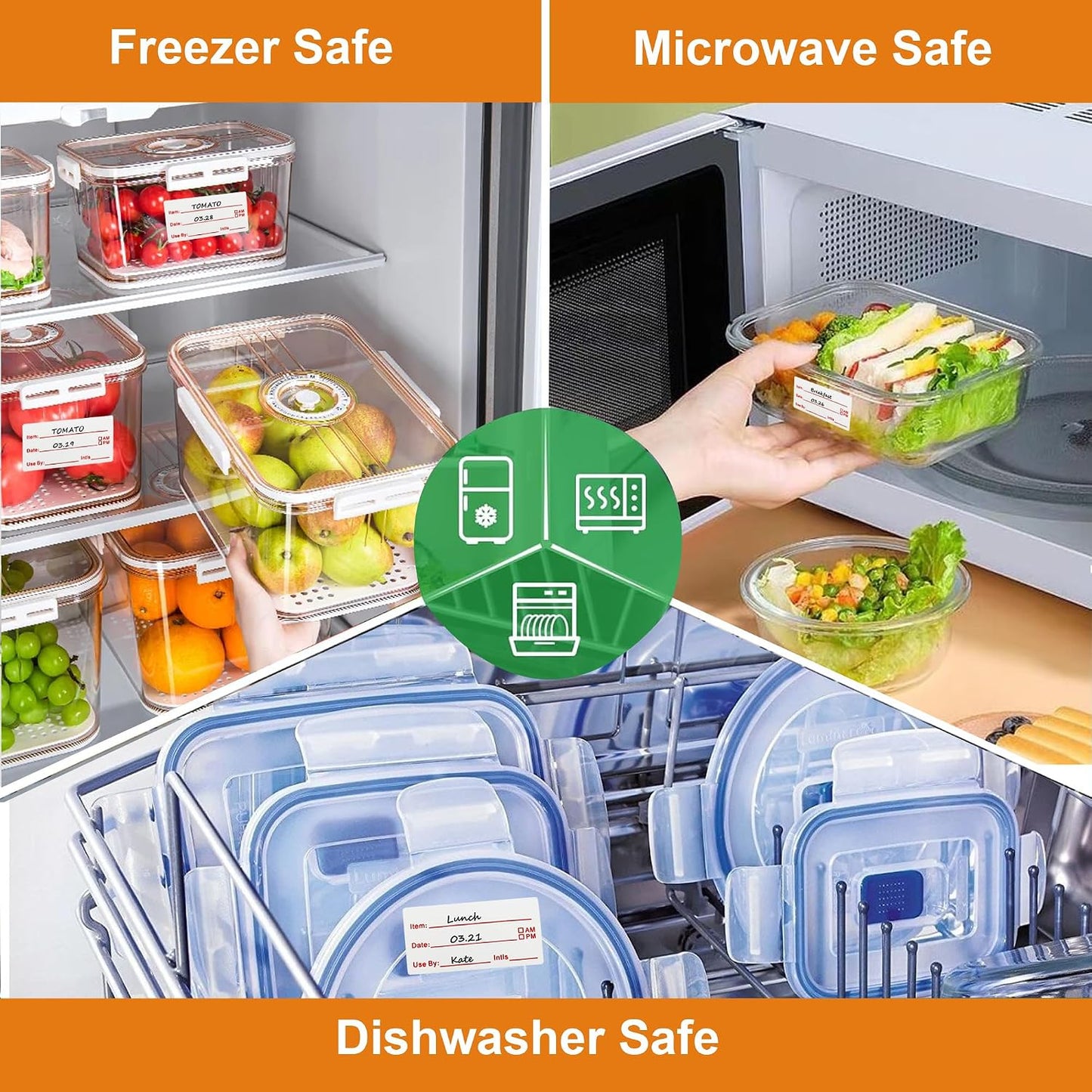1000pcs Food Labels, AIMEIKI 1 x 3 Inch Removable Date Stickers Freezer Labels for Food Containers, Easy to Write-On & No Residue (2 Rolls)