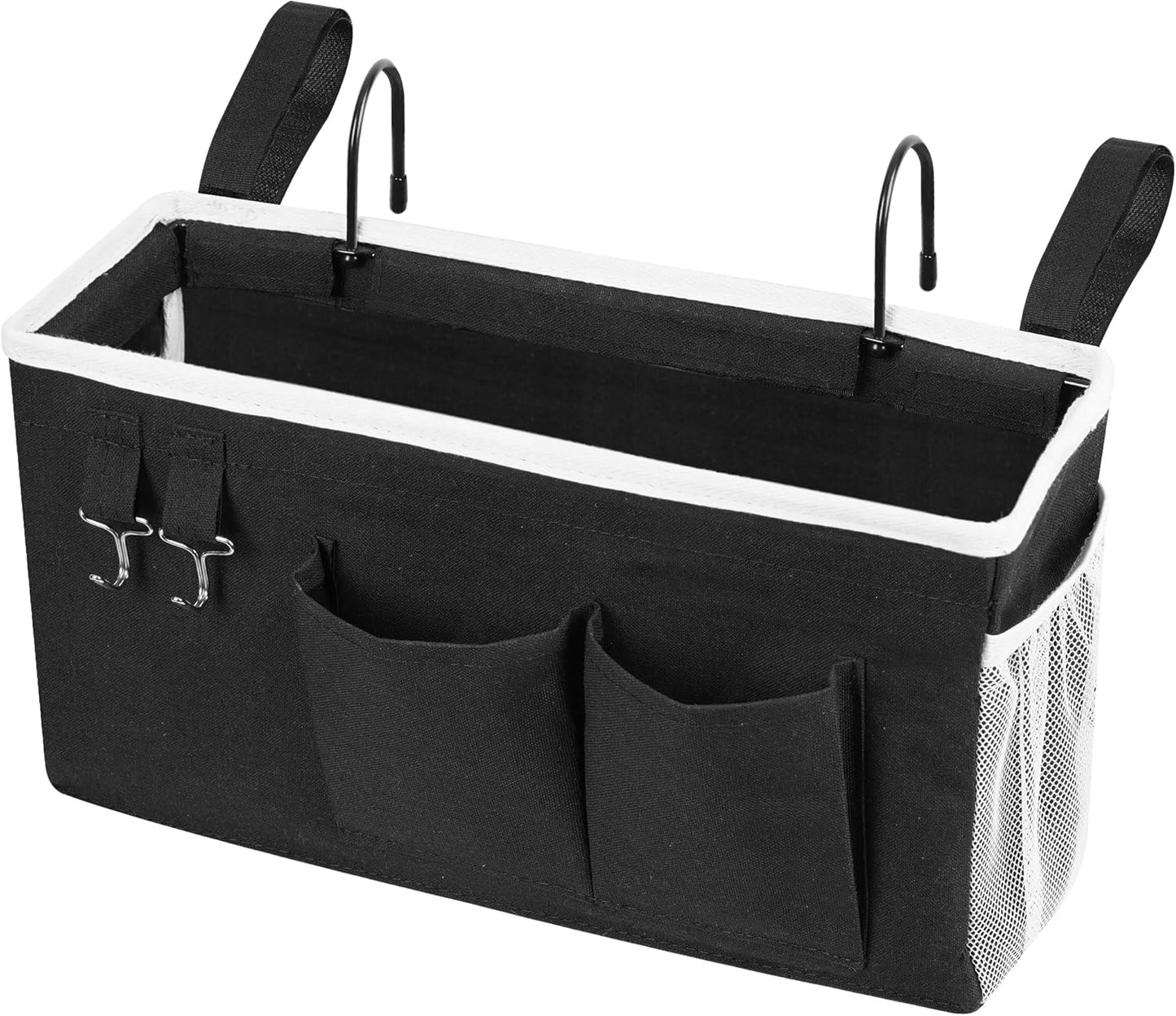 Bedside Caddy, Bedside Storage Bag Hanging Organizer for Bunk Dorm Bed Rail | Bed Caddy with Hooks, Top Bunks and Dorm Essentials for Water, Tissues, Tablets, Books, Phones, Remotes and Other Necessories