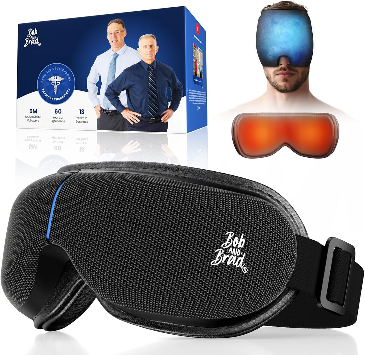 BOB AND BRAD Eye Massager with Heat and Cooling, FSA Eligible HSA Birthday Gifts for Women Men, Heated Eye Massager for Migraine, Heated Eye Mask for Dry Eye Head Tension and Stress Relief