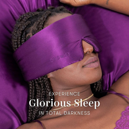 DROWSY Silk Sleep Mask - Face-Hugging, Padded Cocoon for Luxury Sleep in Total Darkness - 100% Pure Mulberry Silk, Skin-Hydrating & Adjustable (Midnight Blue)