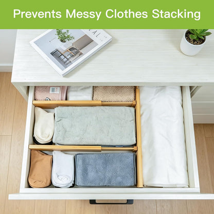 Utoplike 4 Pcs Bamboo Kitchen Drawer Dividers, Large Drawers Organizers | Adjustable Spring Loaded Expandable Organization, Works in Dresser, Bathroom, Bedroom, Office, Fit 17.8"-20.6" Drawer, 2.4"H