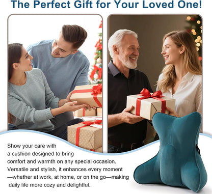 Lumbar Support Pillow(Pat. Pend) – Multi-Functional Ergonomic Back Cushion for Sofa Chair, Car Seat & Sofa, Reading Pillow with Firm Multi-Zone Support to Relieve Lower Back Pain, Misty White
