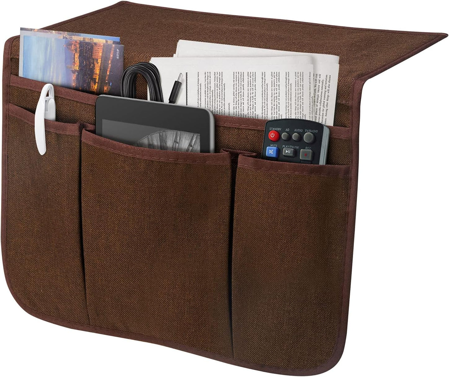 Bedside Caddy Bedside Storage Organizer Magazine Phone Tablet iPad Remote Holder, Organizer Caddy for Home College Dorm Bed, Sofa, Bunk Bed (Grey)