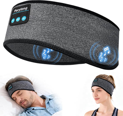 Perytong Sleep Headphones Bluetooth 5.4 Headband, Wireless Sleep Headphones with Ultra-Thin HD Stereo Speakers for Side Sleepers, Soft & Sweat Resistant Sport Headband for Yoga Travel Workout
