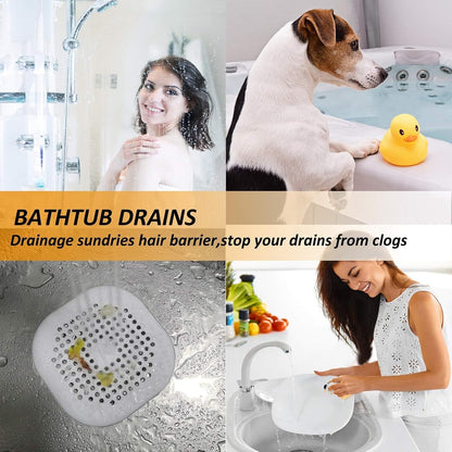 Bovinde Hair Drain Catcher,Square Cover for Shower 2 Pack (Black) | Drainer Cover Silicone Hair Stopper with Suction Cups,Protector Accessories,Easy to Install Suit for Bathroom,Bathtub,Sink