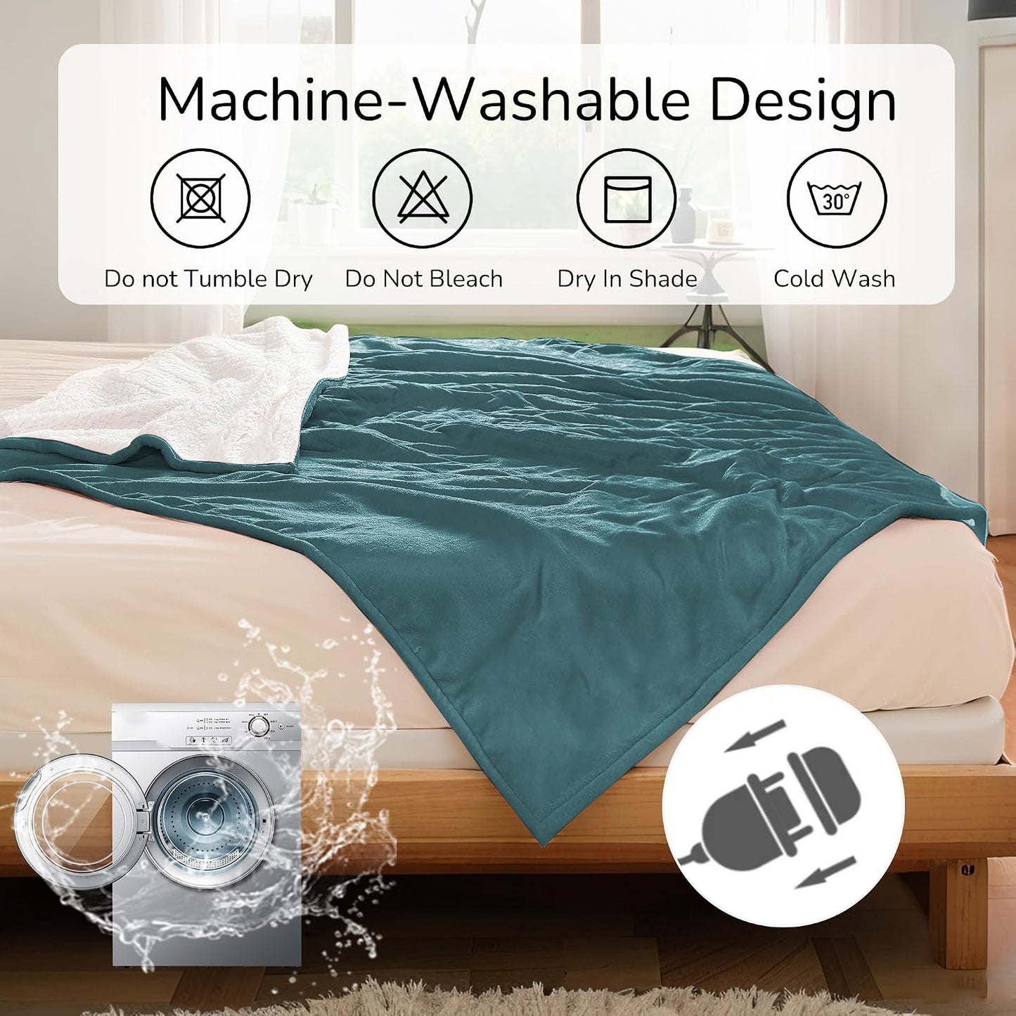 Electric Heated Blanket Full Size 72"x84" – Light Gray | ETL for Safe Overnight, 4 Heat Settings & 10H Auto Off, Dual-Sided Microplush Sherpa for Home Night, Machine washable