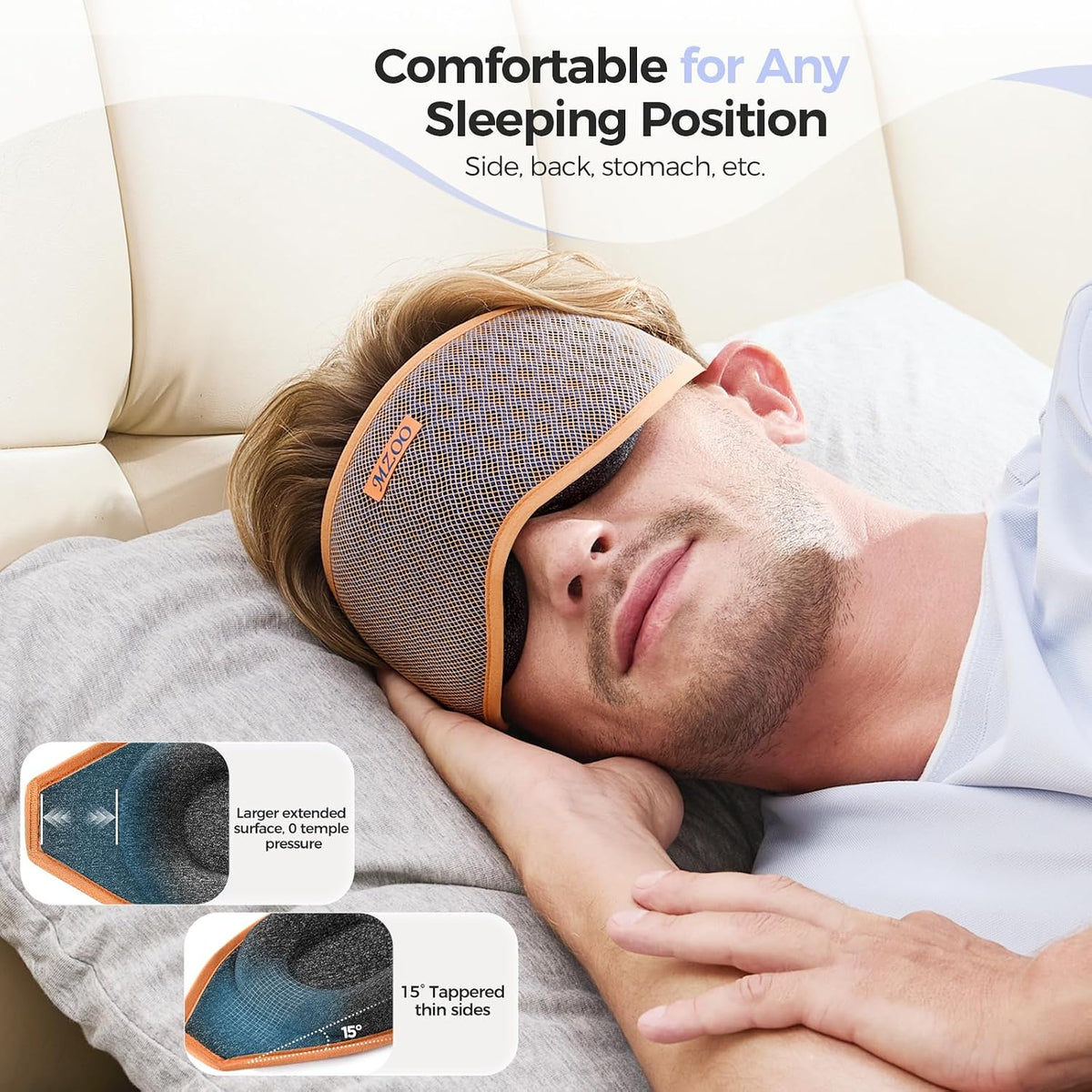 MZOO Pro Breathable Blackout Sleep Mask, Gift for Women Men