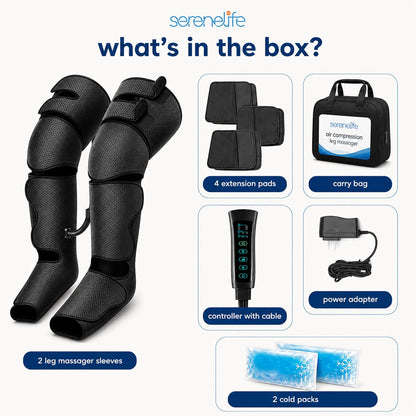 SereneLife Air Compression Leg Massager, Full Leg Massager with Heat and Compression, Ice Pack, Portable and Adjustable with 6 Modes 3 Vibrations 3 Intensities, 11 Airbags for Thigh Calf Foot Massage