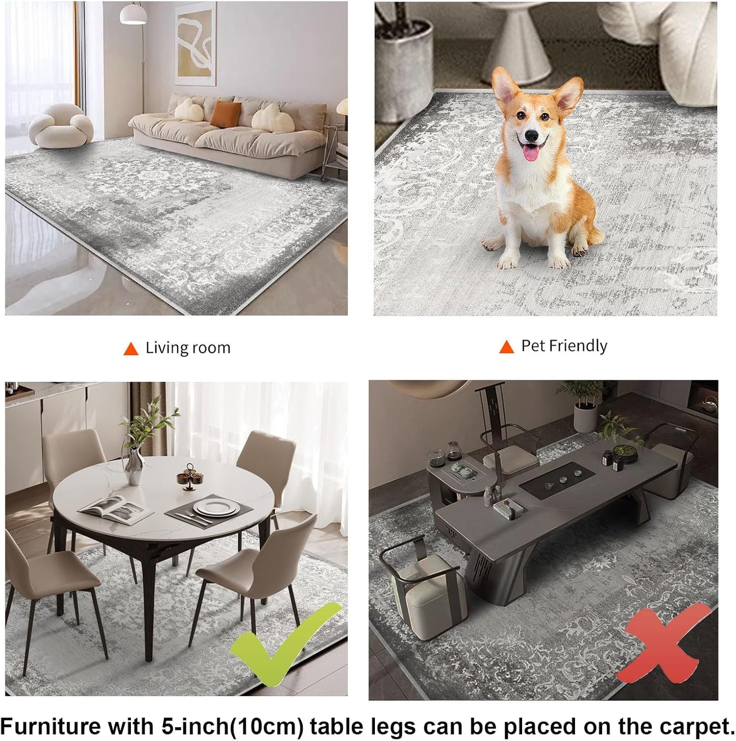 Electric Heated Carpet 35x55in Soft Plush Heating Rug 450W CX | Instant Warmth in 30s, 60 Heat Levels 12h Timer, Energy Efficient Safety Protection Ideal for Home Office Playroom 120V