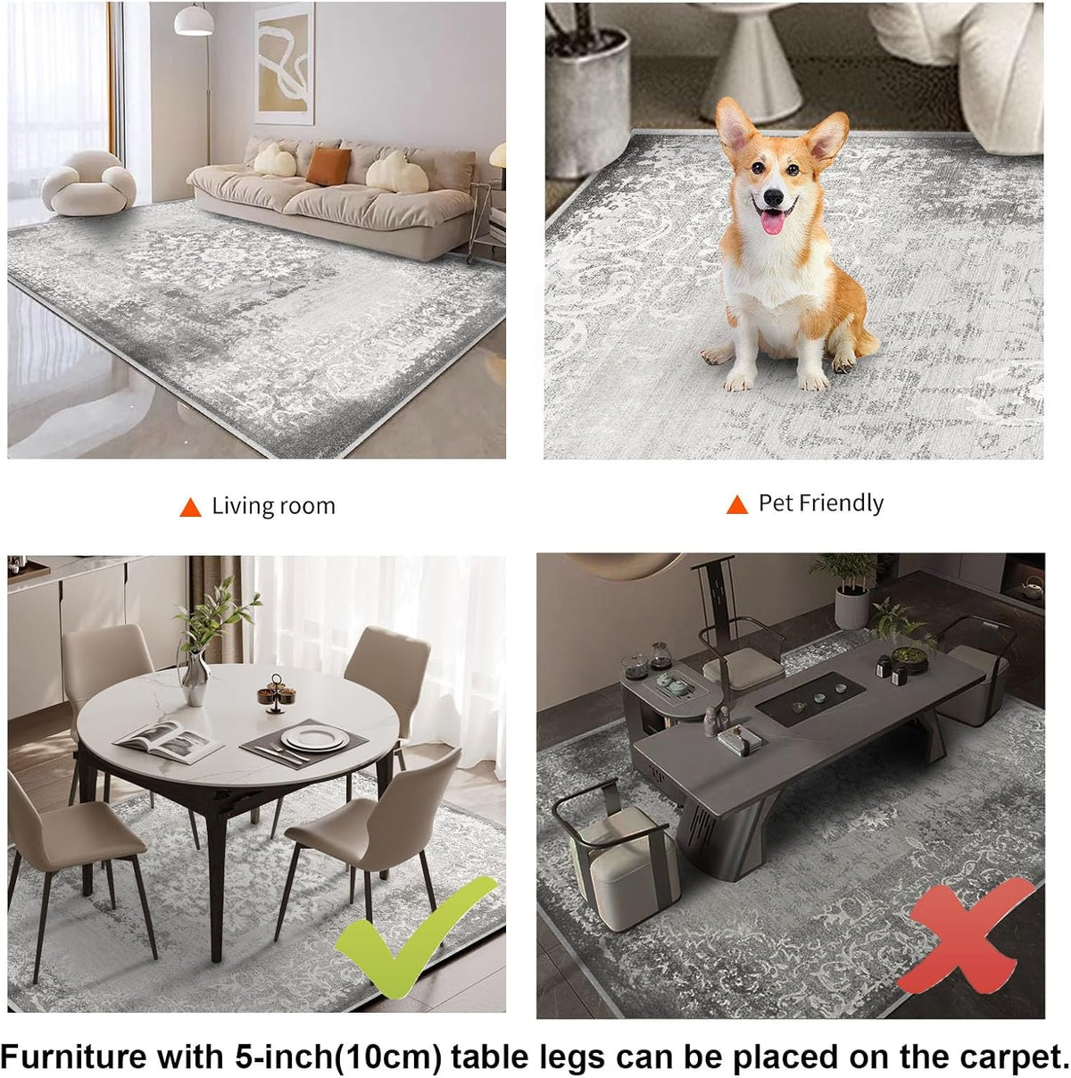 Electric Heated Carpet 35x55in Soft Plush Heating Rug 450W CX