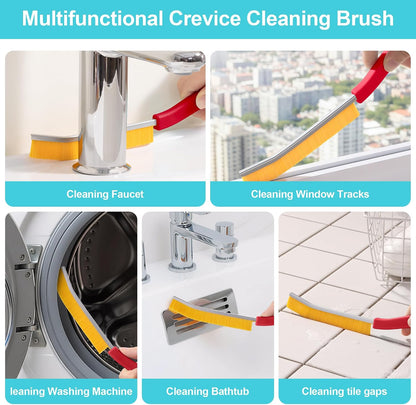JOYMOOP 4 Pack Crevice Cleaning Brush, Hard Bristle Grout Brush, House Cleaning Supplies, Magnetic Gap Cleaning Brush for Kitchen, Bathroom, Window, Toilet, Multifunctional Cleaning Tools-4 Colors