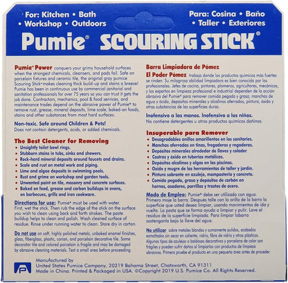 PUMIE Scouring Stick 2 Pack, Toilet Bowl Ring Remover, Heavy Duty Extra Strong Pumice Cleaning Bar, Pumice Stone for Cleaning Toilet Rings, Bathroom & Kitchen Stains by USPumice