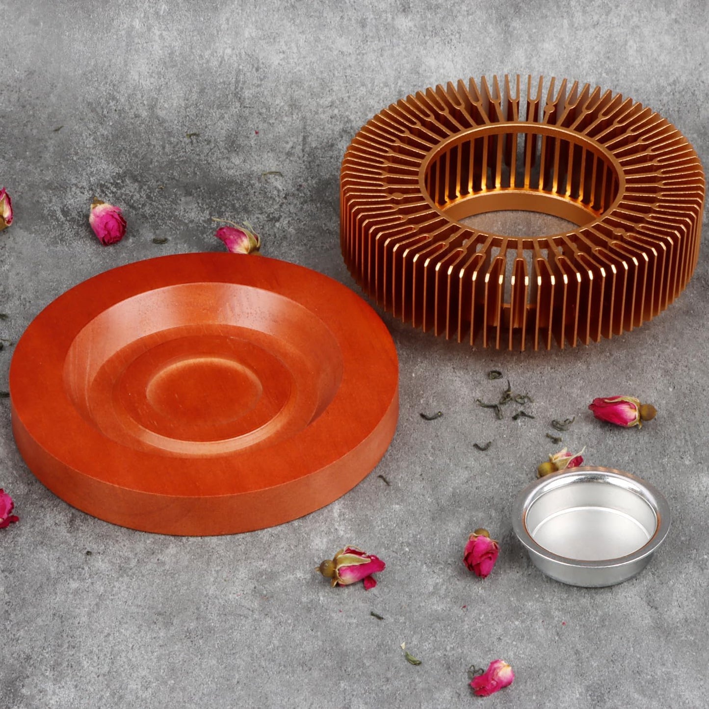 Teapot Warmer, Tea Warmer with Tealight Holder, Teapot Heater for Heating Tea, Coffee, Milk, Food, Aluminum Alloy, Rose Gold