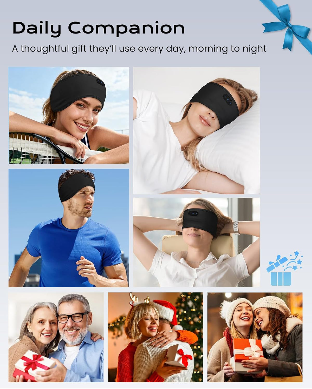 MUSICOZY Sleep Headphones Bamboo Bluetooth Headband for Side Sleepers