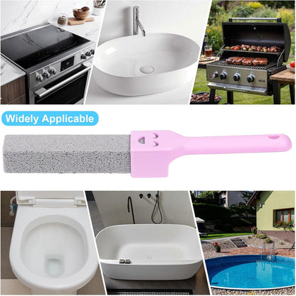 Herda 8-Pack Pumice Stone Scouring Stick with 2 Universal Handles, Pumice Stone for Cleaning Stove, Toilet, Tub, Grill, Swimming Pool, Sink, Removes Hard Water Rings, Calcium Deposits, Rust Buildup