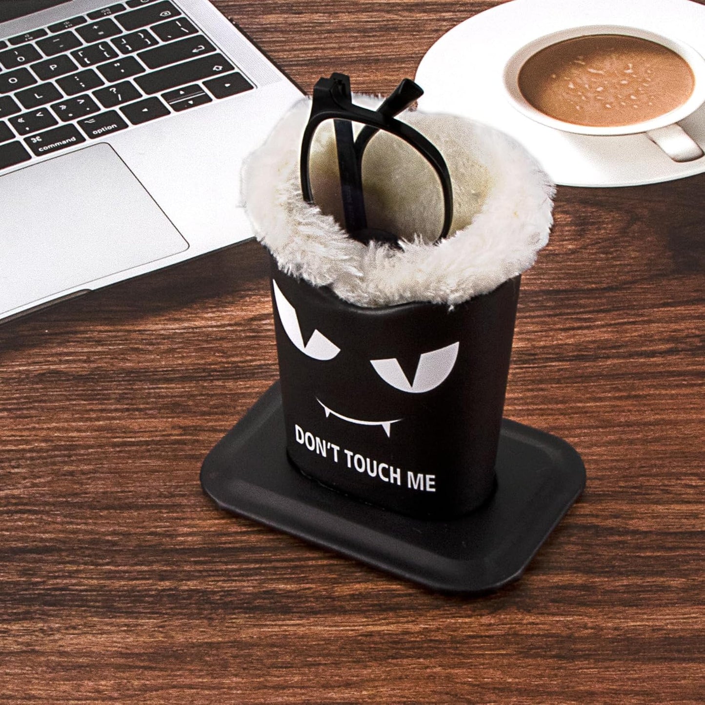 Plush Lined Eyeglasses Holder, PU Leather Glasses Stand Case