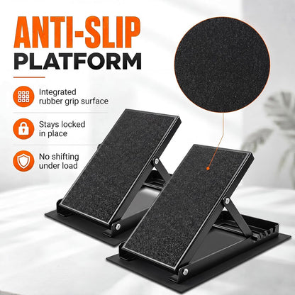 2 Pack Adjustable Slant Board for Calf Stretching, Steel Calf Stretch Board 20°-40° Non-Slip Squat Wedge with Handle for Exercise Rehab Leg Stretch and Plantar Fasciitis Relief