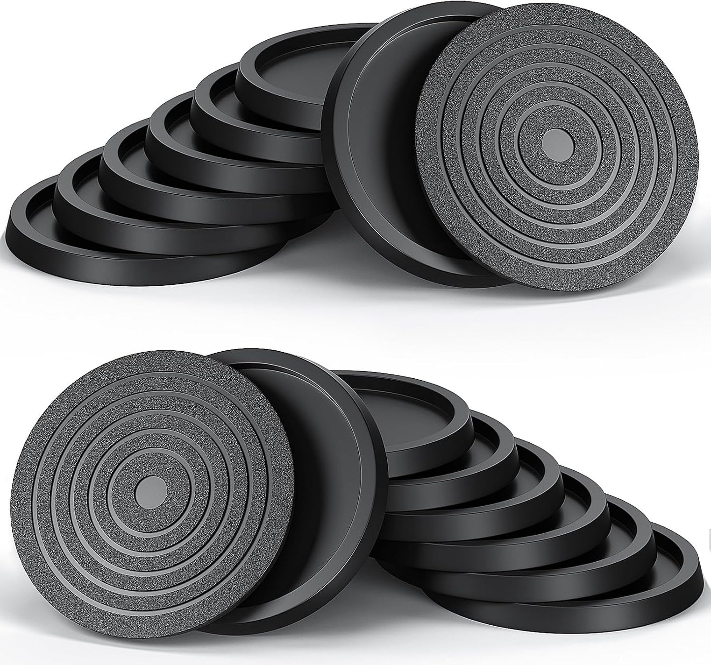 12Pcs 2.5in Furniture Coasters Non-Slip Bed Leg Pads Round Rubber Anti Sliding Caster Cups for Hardwood Floors Brown