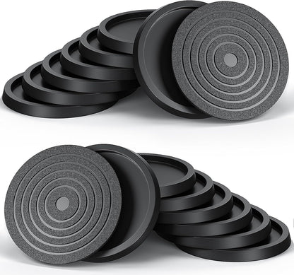 12Pcs 2.5in Furniture Coasters Non-Slip Bed Leg Pads Round Rubber Anti Sliding Caster Cups for Hardwood Floors Brown