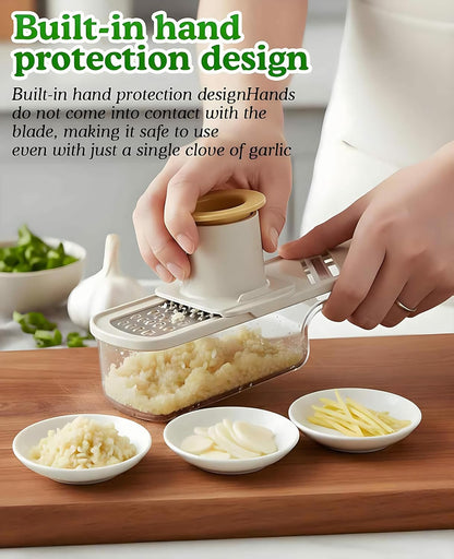 2PCS Small Multifunctional Garlic Grinder Hand, Mini Garlic Slicer Super Thin with Container