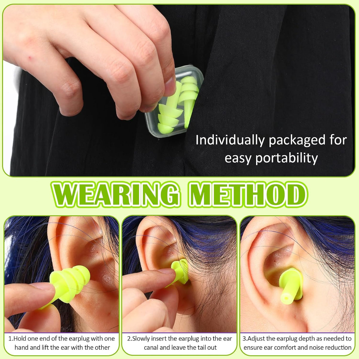 Trelaco 100 Pairs Silicone Ear Plugs Bulk with Case Nrr 29db, Black