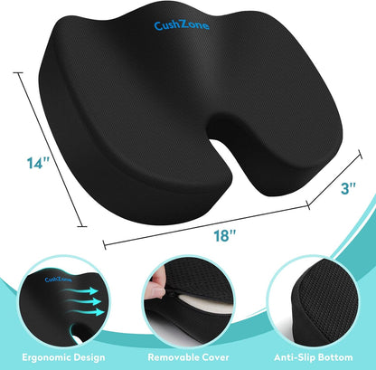 Gel Seat Cushion, Cooling Memory Foam Cushion for Office Chair, Black