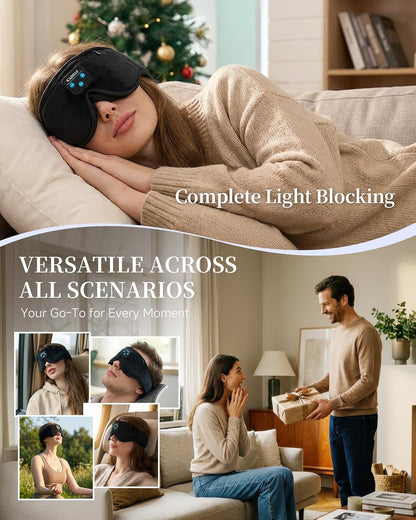 Sleep Mask Bluetooth Sleeping Headphones, 3D Contoured Gentle Pressure Sleep Mask Headphones Wireless with Ultra-Thin HD Stereo Speakers,Perfect for Side Sleepers,Naps,Yoga, Air Travel,Cool Gadgets