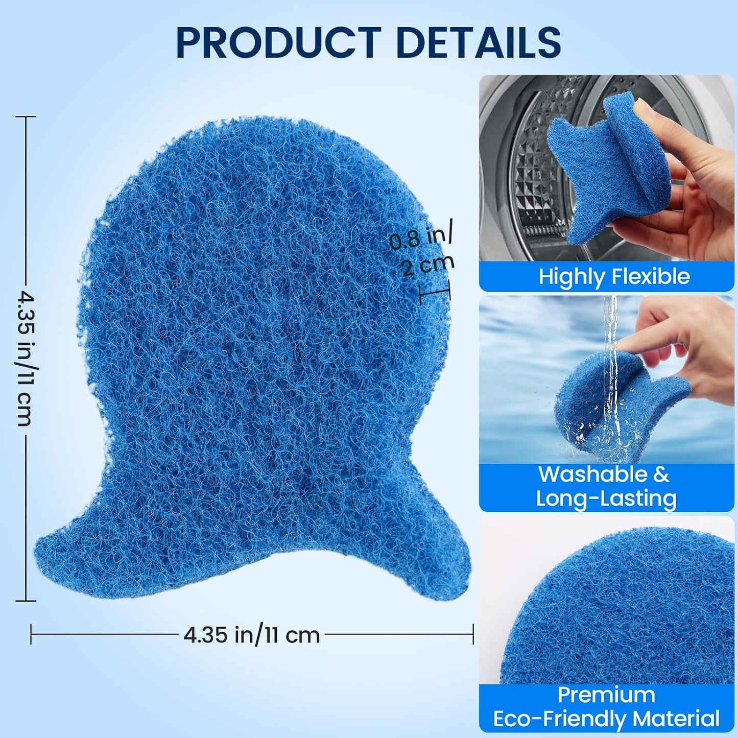 Losaria Pet Hair Remover for Laundry Reusable Washer & Dryer Fur Catcher | 6 PCS Dog & Cat Hair Catcher Tool, Effectively Removes Pet Hair, Lint and Dander from Bedding and Clothing, Blue
