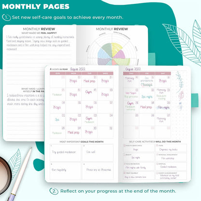 Clever Fox Self-Care Journal for Women, Daily Planner 5.8x8.3 Aquamarine | 3-month mental health journal, habit tracker, wellness journaling supplies for women & teen girls, gratitude & mood log