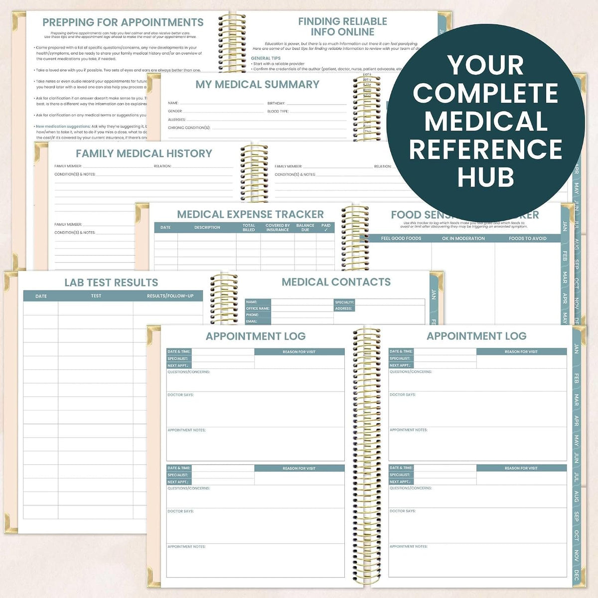 bloom daily planners Undated Chronic Illness Planner & Medical Journal - 12 Month Pain & Symptom Tracker, Mood & Medication Log, Appointment Organizer (7” x 9”) - Chronically Resilient