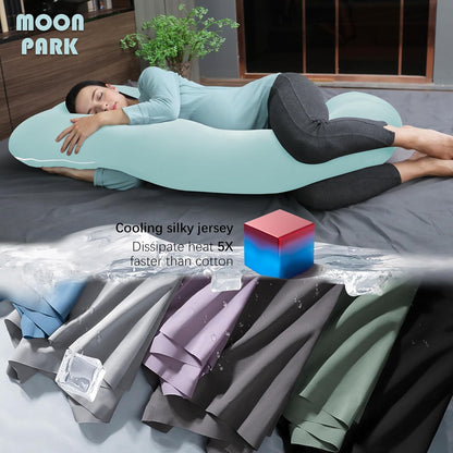 MOON PARK Pregnancy Pillows for Sleeping - 57 Inch U Shaped Full Body Maternity Pillow with Removable Cover - Support for Back, Legs, Belly, Hips - Pregnancy Pillow for Women - Grey
