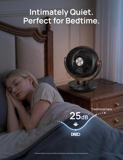 DREO Fan for Bedroom, Desk Air Circulator Fans with Remote, 11 Inch Table Fan for Whole Room, 65ft Powerful Airflow, 120° Vertical Manual and 90° Oscillating, 4 Speeds, 8H Timer, 25dB Quiet, Home