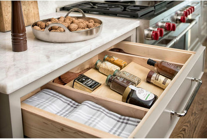 Rev-A-Shelf 36" 3-Tiered Trimmable Wooden Pull-Out Spice Rack, Maple | Wooden Kitchen Drawer and Cabinet Home Storage Insert for Seasoning Organization