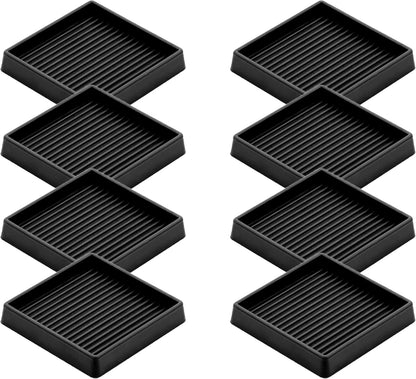 3X3 Square Rubber Caster Cups, Non Slip Furniture Pads - 4 Pack | Anti-Slip Furniture Gripper, Anti Skid Furnitures Feet, Anti Slide Floor Protector for Bed Couch Stoppers, Brown