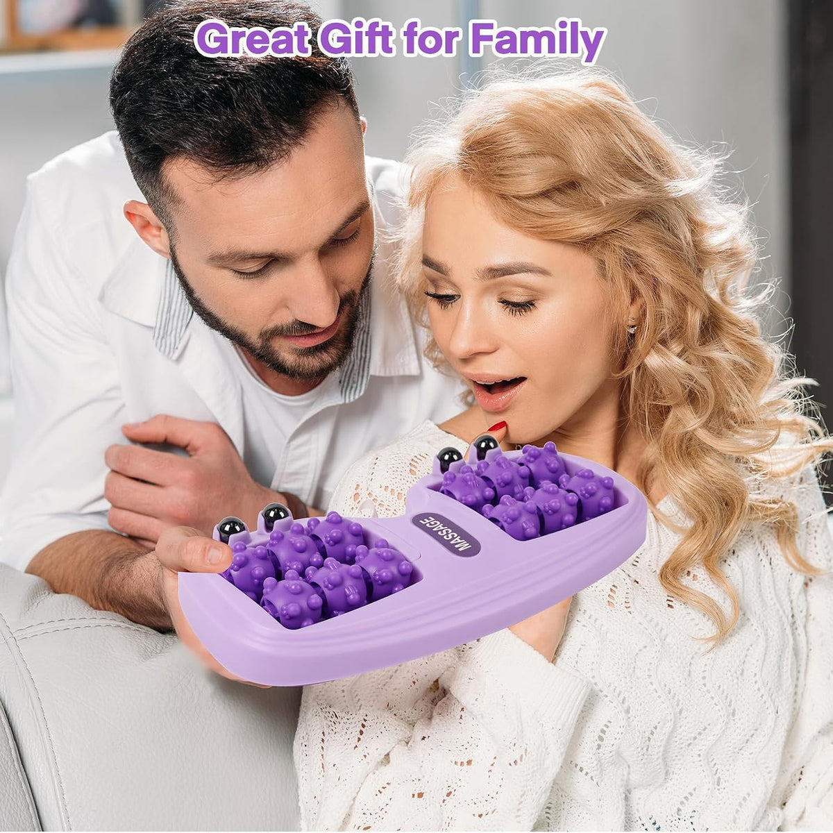 Meifuly Double Foot Massage Roller for Plantar Fasciitis, Portable Dual Foot Roller Tool for Home Use(Purple)