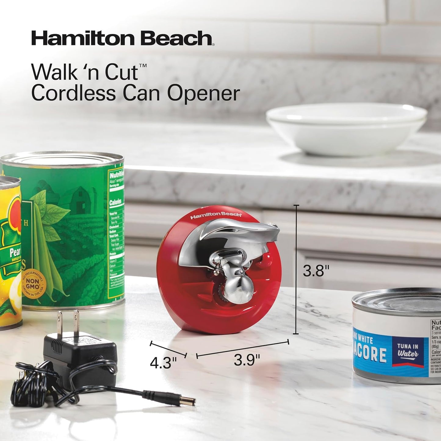 Hamilton Beach Walk 'n Cut Hands-Free Cordless Electric Can Opener | Automatic & Hand-Free | Rechargeable | Opens Any Size Can |Easy Clean Removable Blade | Black | 76501G