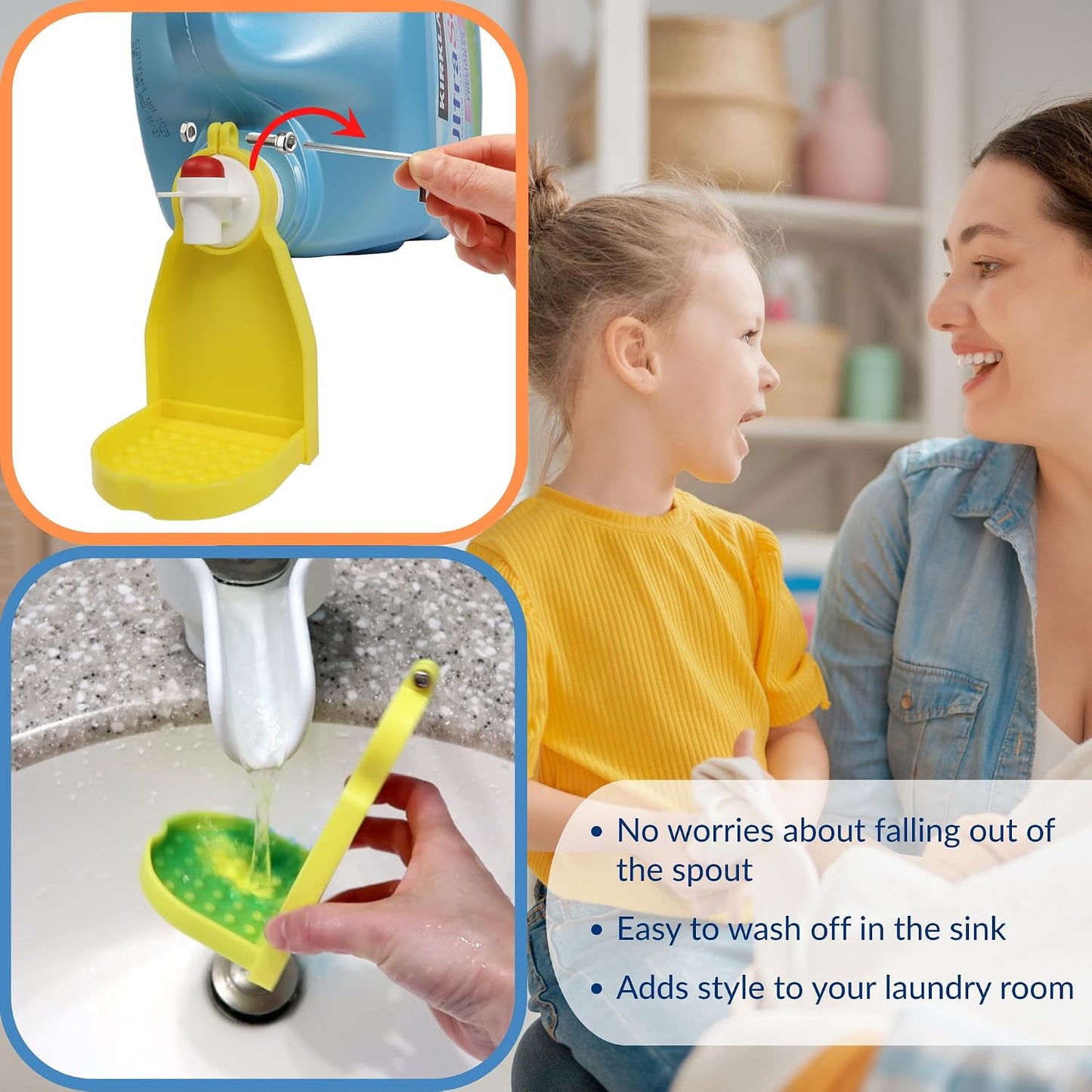 Detergent Cup Holder Set of 2, Besuerte Tidy Cup Laundry Detergent Drip Catcher Leak for Laundry Room Durable- No-Fall, No Drips or Spills【Grey】