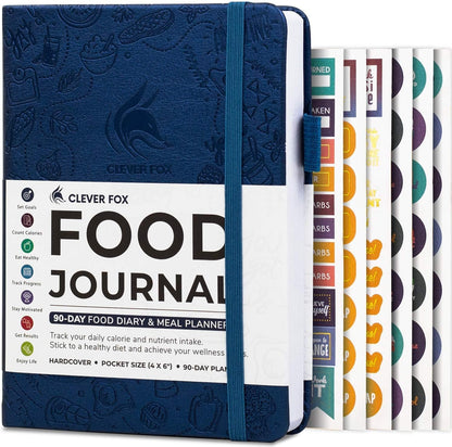 Clever Fox Food Journal for Women & Men, Weight Loss Tracker, Aquamarine