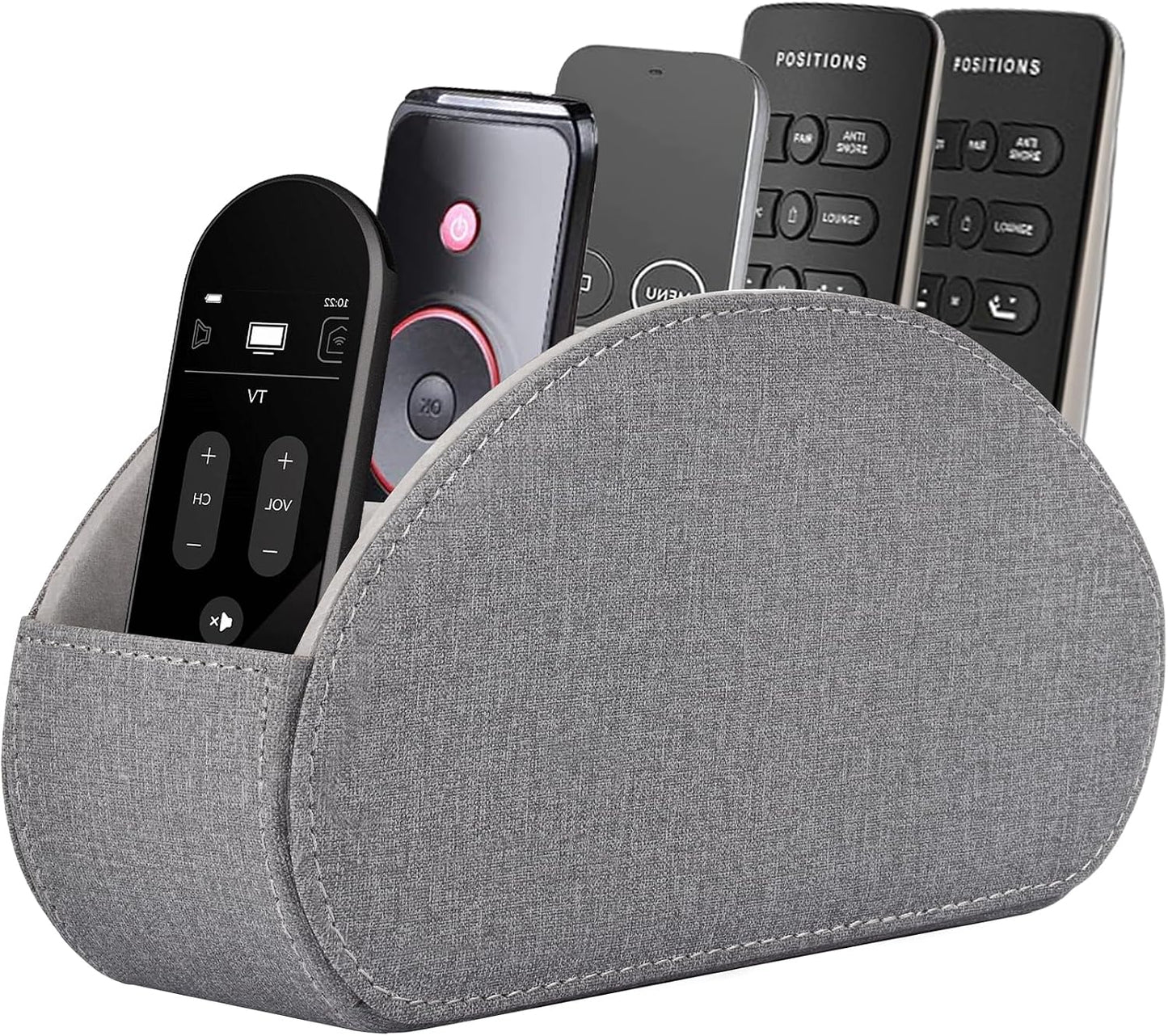 Leather Remote Control Holder with 5 Compartments TV Remote Caddy Storage Box/Tray,Desktop Organizer Store Controller,Glasses,Brush,Media Player,Pen,Space Saver for Bedside Table/Office Desk(Black)