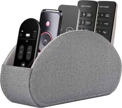 Leather Remote Control Holder with 5 Compartments TV Remote Caddy Storage Box/Tray,Desktop Organizer Store Controller,Glasses,Brush,Media Player,Pen,Space Saver for Bedside Table/Office Desk(Black)