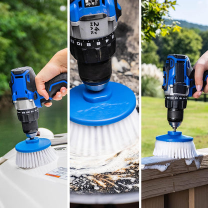 Multi-Purpose Drill Brush Attachment, Showers, Tubs, Carpet, Tile, Grout, Medium Bristle for Ultimate Cleaning Power