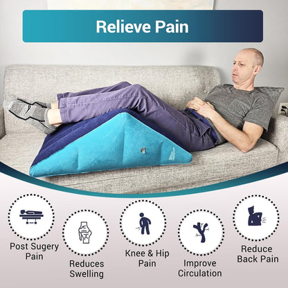 Leg Elevation Pillow by Recovery Wedge, Inflatable Wedge Pillow for Sleeping and Post-Surgical, Improve Circulation and Reduce Swelling, Speed Injury Recovery. (Large triangle)