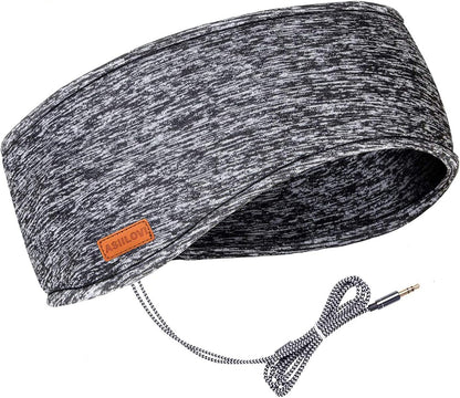 Sleep Headphones & Ear Warmers Headband Headphones & Ear Muffs Ear Covers with Ultra-Thin HD Stereo Speakers for Outdoor Sports Running Nap Sleeping ASMR & Daily Wear (Wired-Gray)