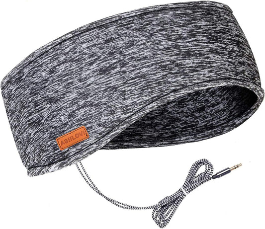 Sleep Headphones & Ear Warmers Headband Headphones & Ear Muffs Ear Covers with Ultra-Thin HD Stereo Speakers for Outdoor Sports Running Nap Sleeping ASMR & Daily Wear (Wired-Gray)