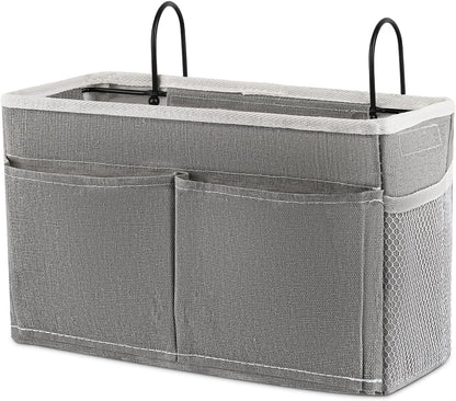 Bedside Caddy Bedside Hanging Storage Basket Bed Caddy for Headboards Bunk Dorm Rooms Crib Beds Rails Organizer (Grey)