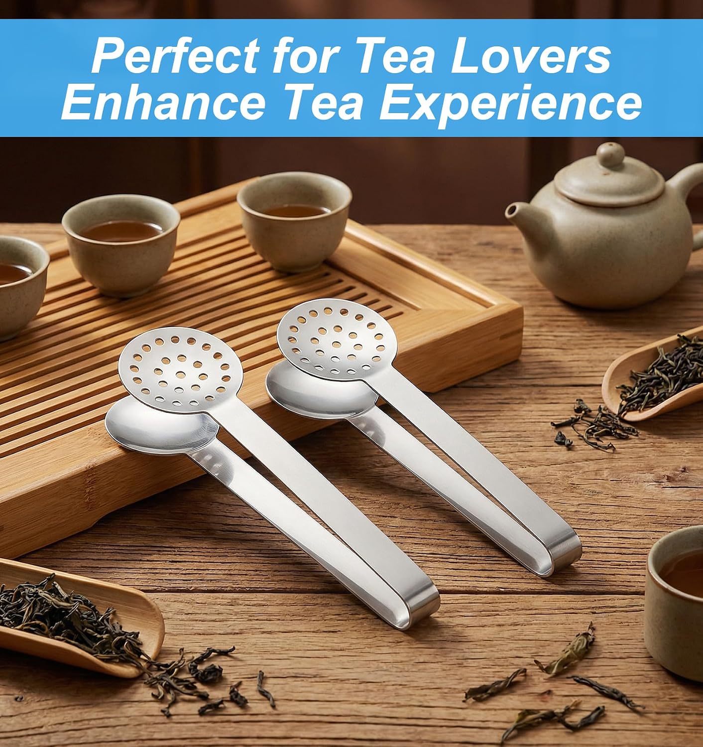 2PCS Tea Bag Squeezer, 6.6 * 1.8 Inch Stainless Steel Teabag Squeezer for Tea Drinkers, Durable Strainer Gripper Picker (Silver)