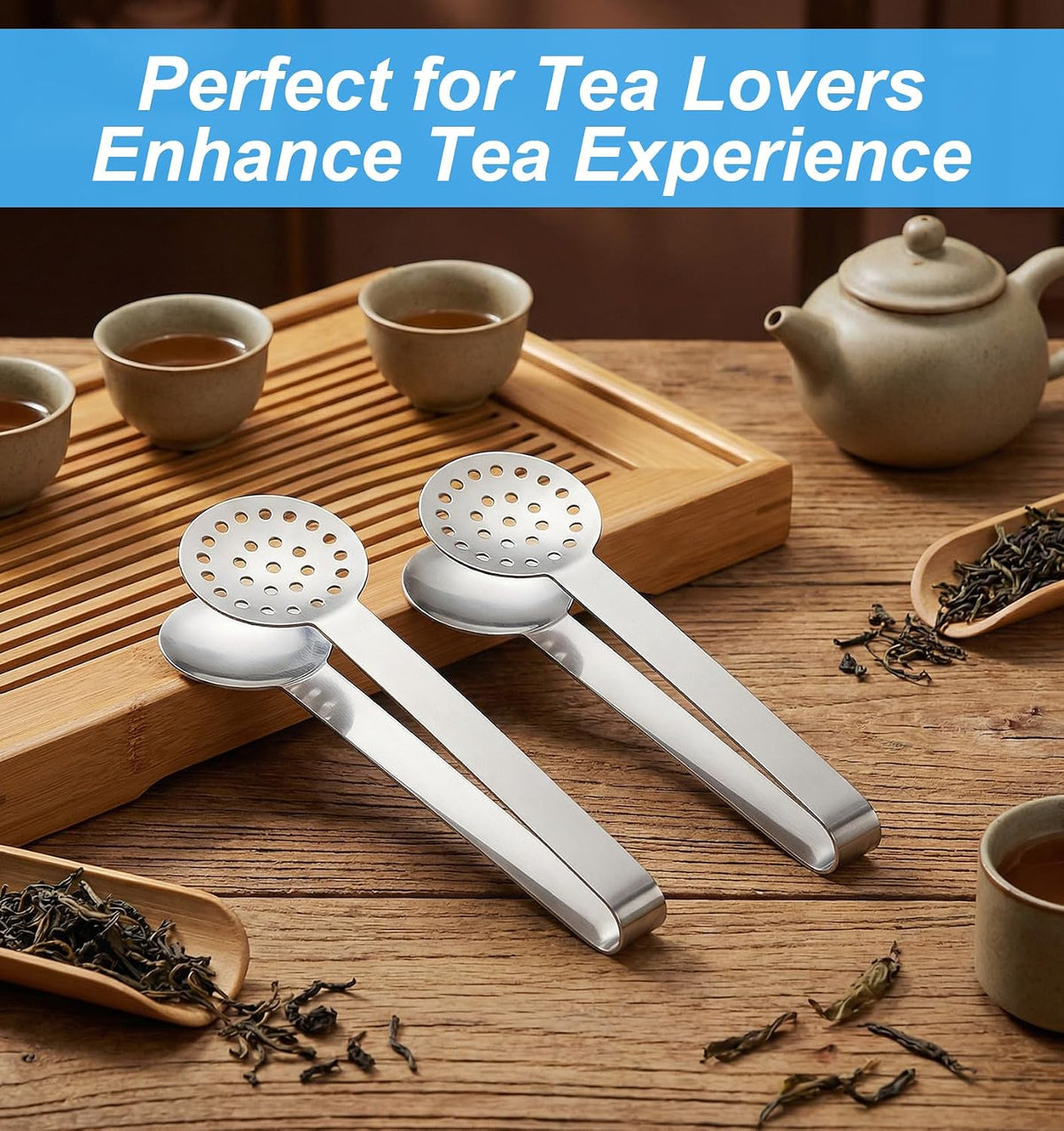2PCS Tea Bag Squeezer, 6.6 * 1.8 Inch Stainless Steel Teabag Squeezer for Tea Drinkers, Durable Strainer Gripper Picker (Silver)